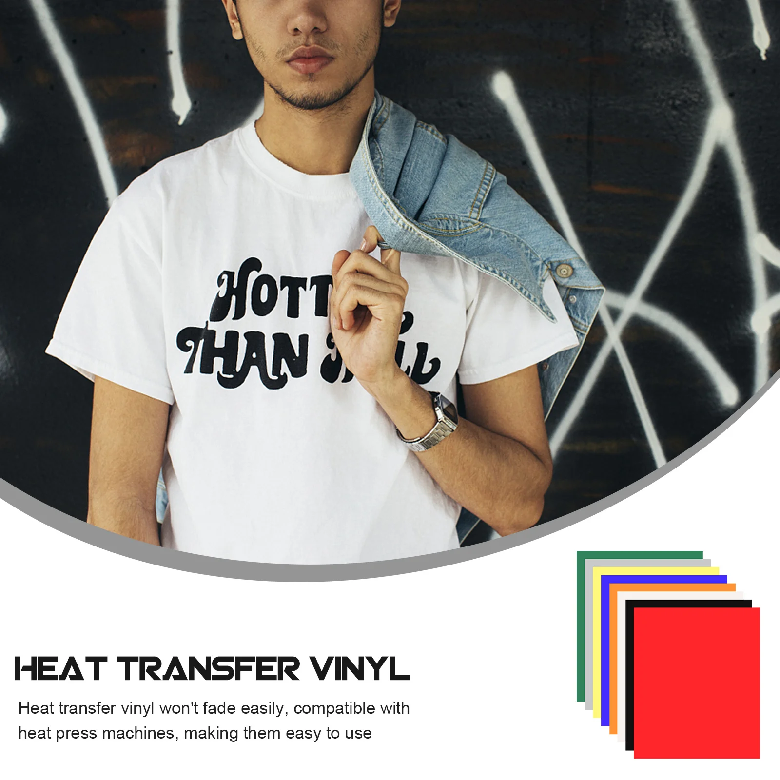 

8Pcs Heat Transfer Vinyl Sheets 3D Puff Printable Heat Press Vinyl Bundle for T-Shirts Jackets DIY Textile Decoration