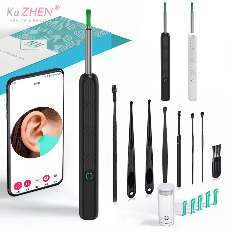 

4/8 шт. интеллектуальный Wi-Fi умный очиститель ушей с камерой, светодиодный светильник для просмотра в реальном времени для безопасной чистки ушей, материал ABS, удобный дизайн для переноски