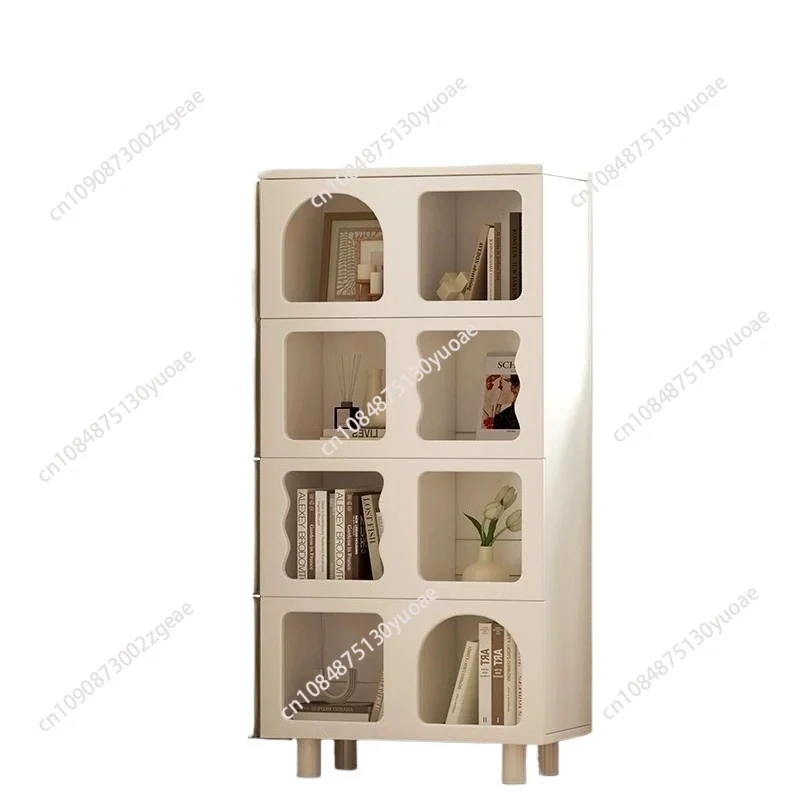 

Cream Wind Bookshelf Floor Shelf Household Living Room Wall Display Cabinet Bedroom Low Cabinet Cave Cabinet Simple Bookcase