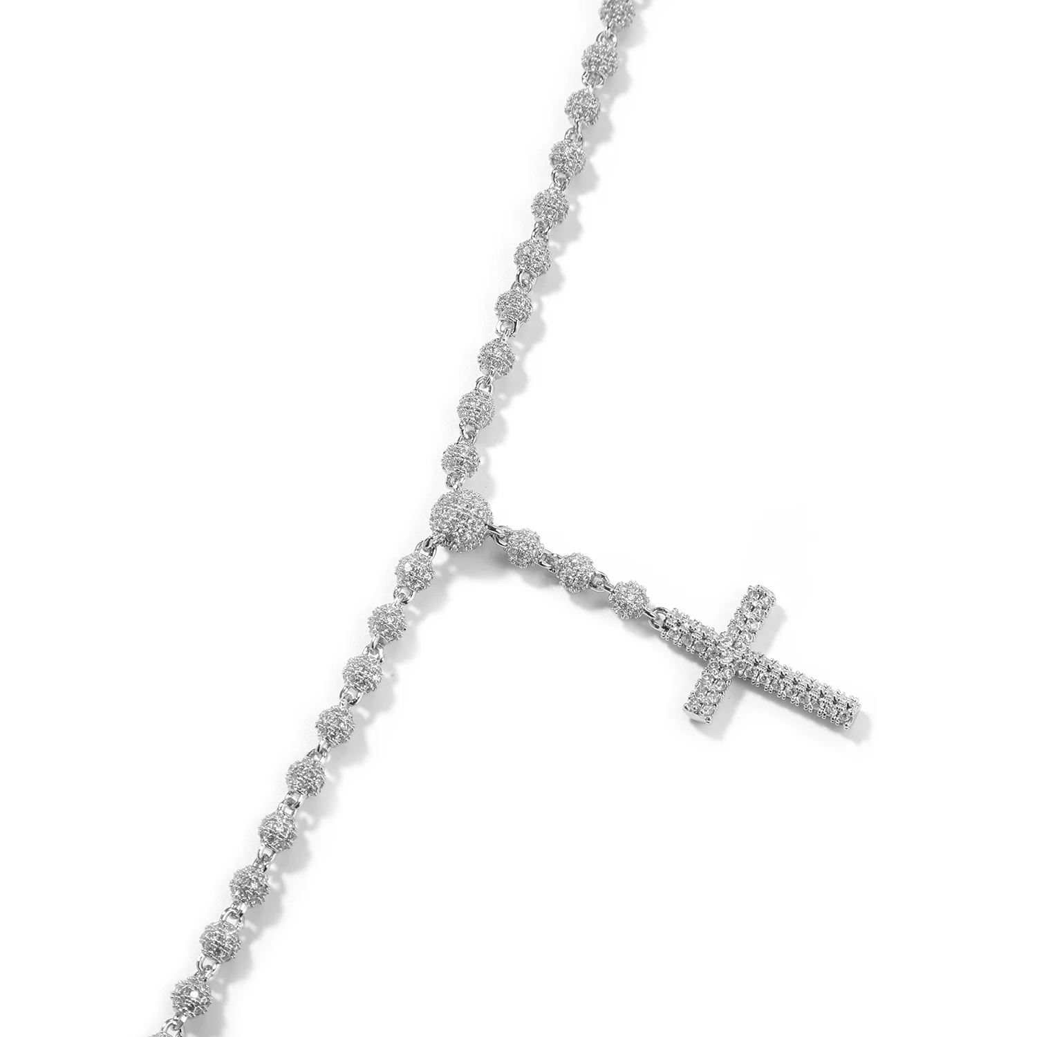 Uwin 5mm Icy Bead Link Chain Drippy Cross Pendant Micro Paved Out 5A Cubic Zirconia Choker HipHop Fashion Jewelry