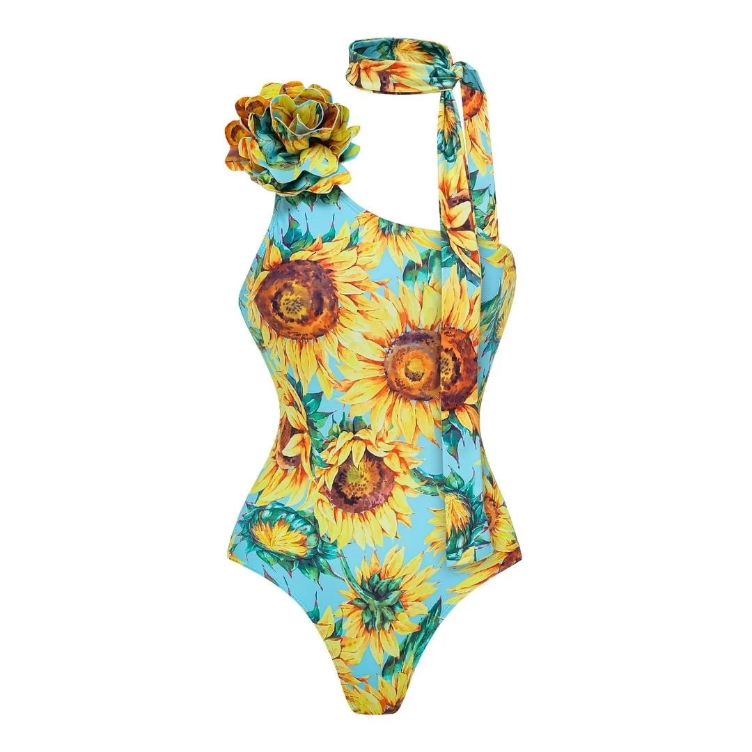 3D Flower One Piece Swimsuit Women Swimwear 2025 Bikini Luxury Designer High Waist Biquini Female Swim Suits Bodysuit Beachwear