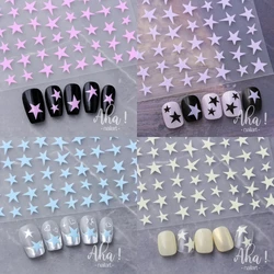 5D Blue Pink Sweet Star Nail Art Sticker 8x10cmKawaii Macaron Star Nail Decal Self-Adhesive Cute Girl Star/Heart Manicure Slider