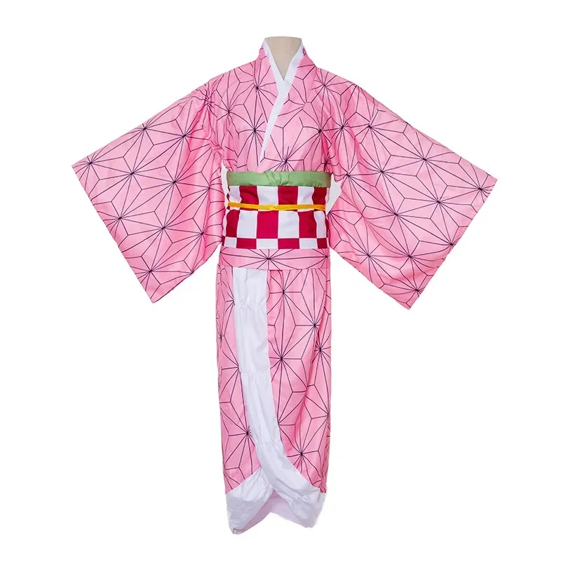 Kamado Nezuko Cosplay Kostüm Anime Kimono Kimetsu kein Yaiba Kamado Nezuko Kostüm Perücke Uniform Hallween Frauen Kinder