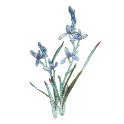Elegant Orchid Patches Iron-on Type Flower Embroidered Stickers for Jacket, Clothes, Bags Decoration, 1 Piece