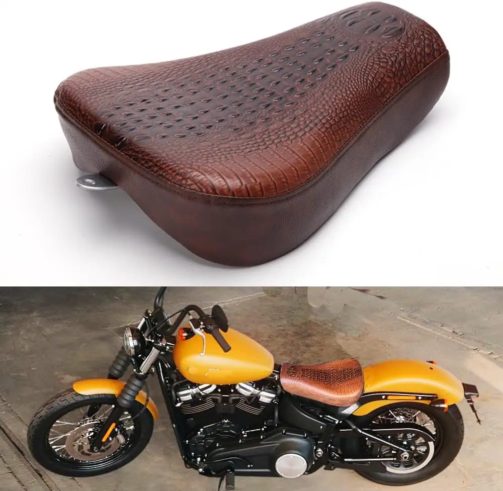 Motorcycle Crocodile Brown Driver Solo Seat Soft Front Cushion Compatible for Harley Sportster XL883 Forty Eight 48 XL1200X Seve