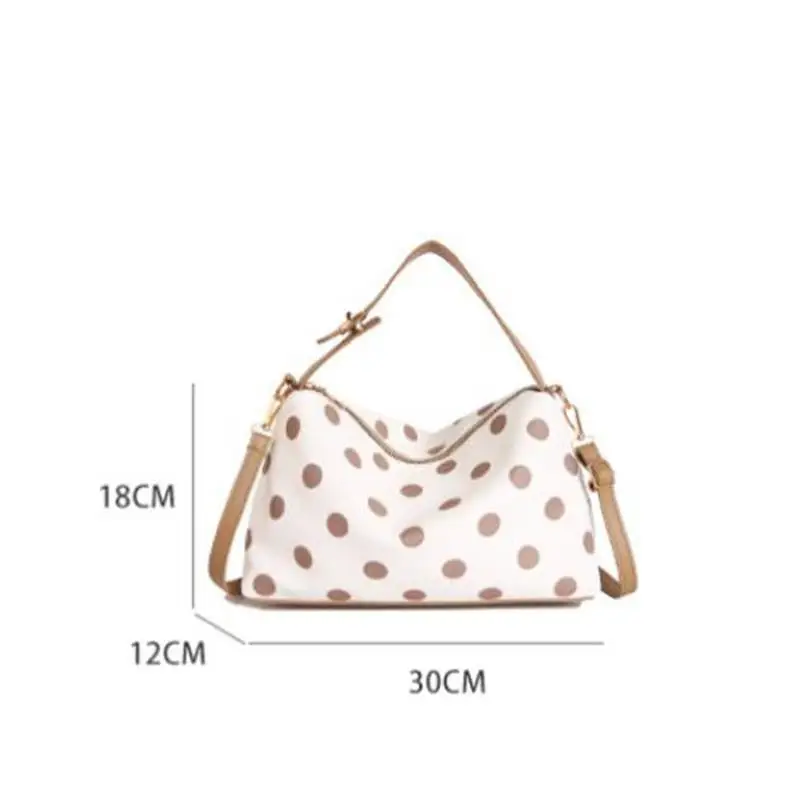 Koreanische Umhängetasche mit Polka Dots, leichte Damen-Umhängetasche, vielseitige, lässige Colorblock-Handtasche für den Arbeitsweg, Reißverschluss – Detail 1