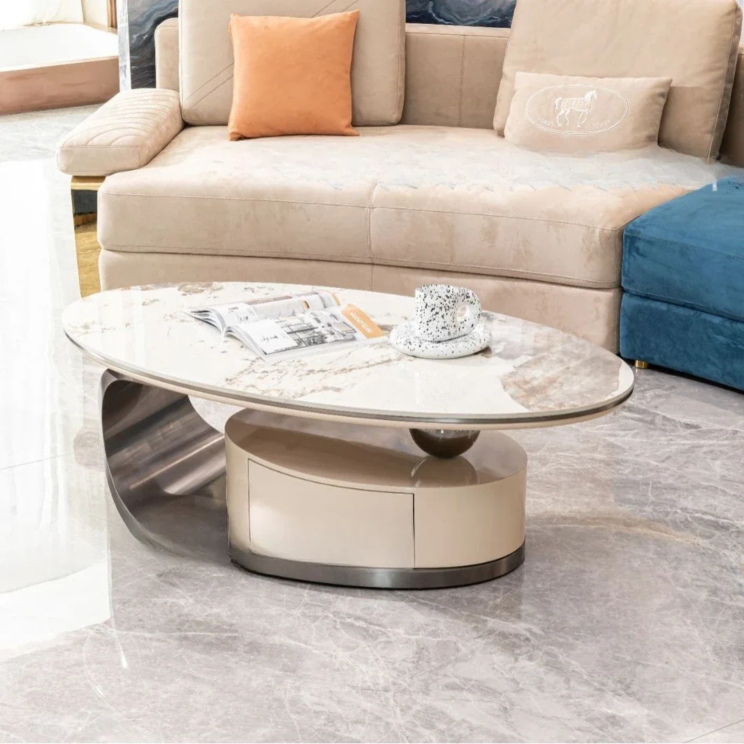 Modern living room oval small apartment household senior tea table