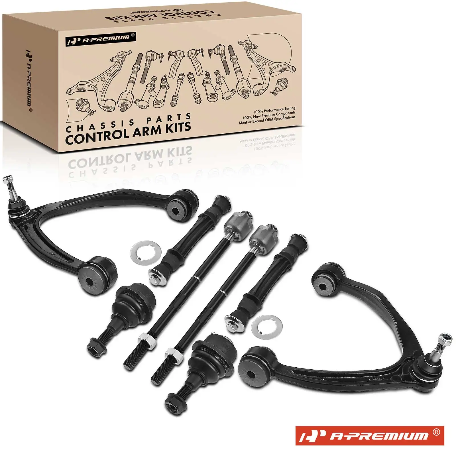 A-Premium 8x Control Arm Stabilizer Bar Link Kit Tie Rod End for Chevrolet Silverado 1500 2007-2013 GMC Sierra 1500 2007-2013