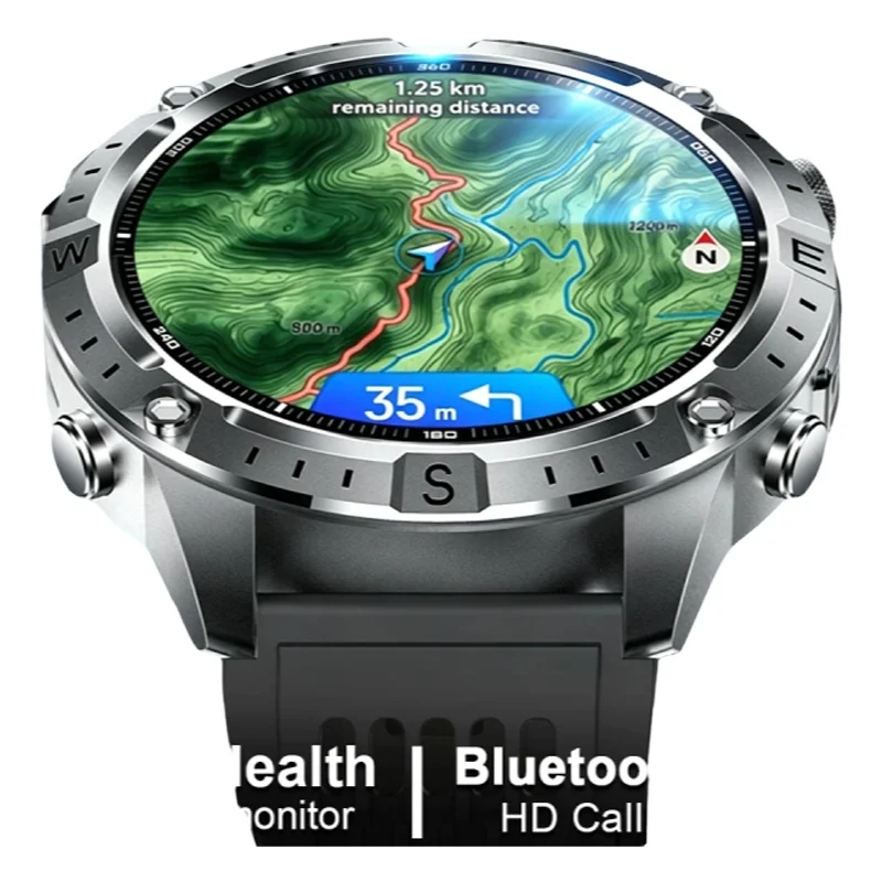 2026 Neue Tank-Klasse Smartwatch mit eingebautem GPS, Offline-Karte, 10ATM, Schwimmfunktion, 2GB Musik, Kompass, Bluetooth-Anruf, Fitness- und Sportfunktionen für Herren