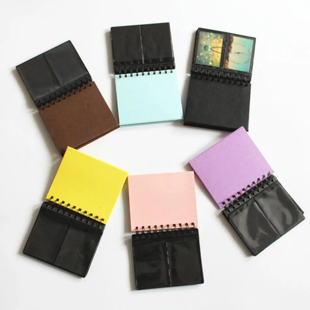 Mini Photo Album 3 Inch Pink Desktop Loose Leaf Holder for 68 Photos Stylish Insert Photo Storage Travel Record Gift