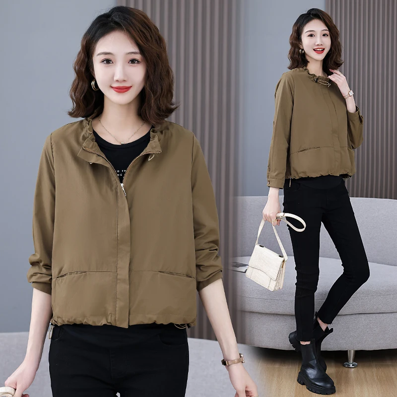 Señoras ort Casual ropa de abrigo suelta primavera otoño 2023 nuevo Sle rompevientos Jaet cierre de cremallera largo Sve fibra de poliéster