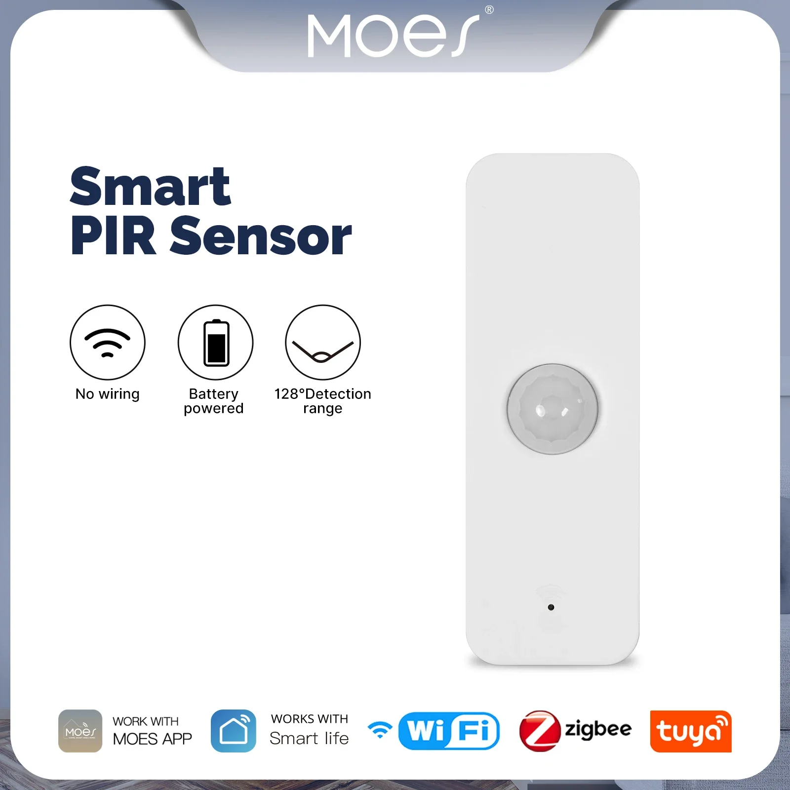 

MOES Tuya WiFi/ZigBee Smart PIR Sensor Human Body Infrared Motion Detector Home Security Scene Linkage Automation Battery Power