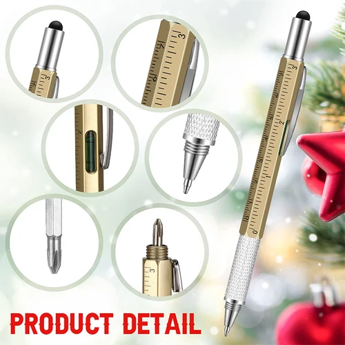 Imagen 2 del producto Bolígrafo multiherramienta 6 en 1 para hombre, 30 piezas, con regla y Destornillador plano, Bolígrafo De Metal multifuncional, dispositivo genial