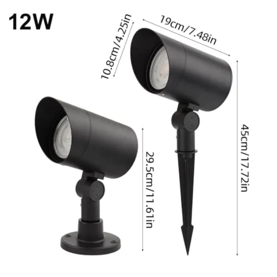 Led Landscape Outdoor Spot Light with Anti-Glare Cap - Heavy Duty Waterproof IP67 24V Accent Light Adjustable Mount, RGB Thicke
