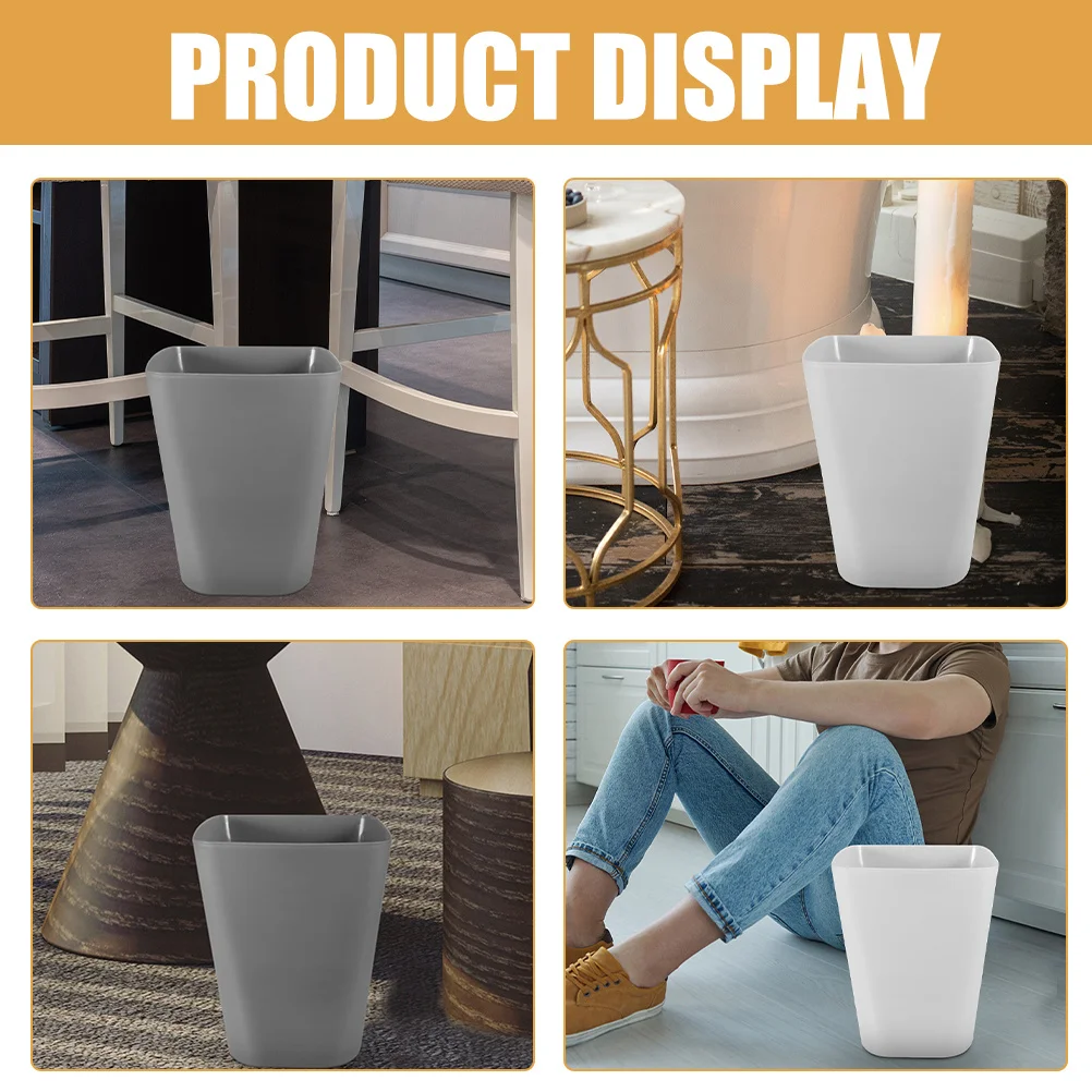 

2pcs Square Trash Can Large Opening Plastic Waste Bucket For Kitchen Bathroom Bedroom Office Home Use Household Garbage Bin