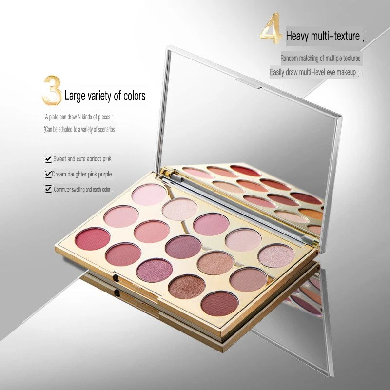 Zise Gold Satin Fifteen-Color Eyeshadow Palette Multi-Use Versatile Eye Makeup Non-Smudge Beginner-Friendly