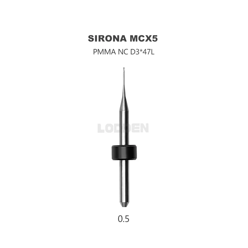 LODDEN Dental Lab Milling Burs Drill for Sirona MCX5 Machine CAD CAM Grinding PMMA 0.5/1.0/ 2.5mm NC Coating