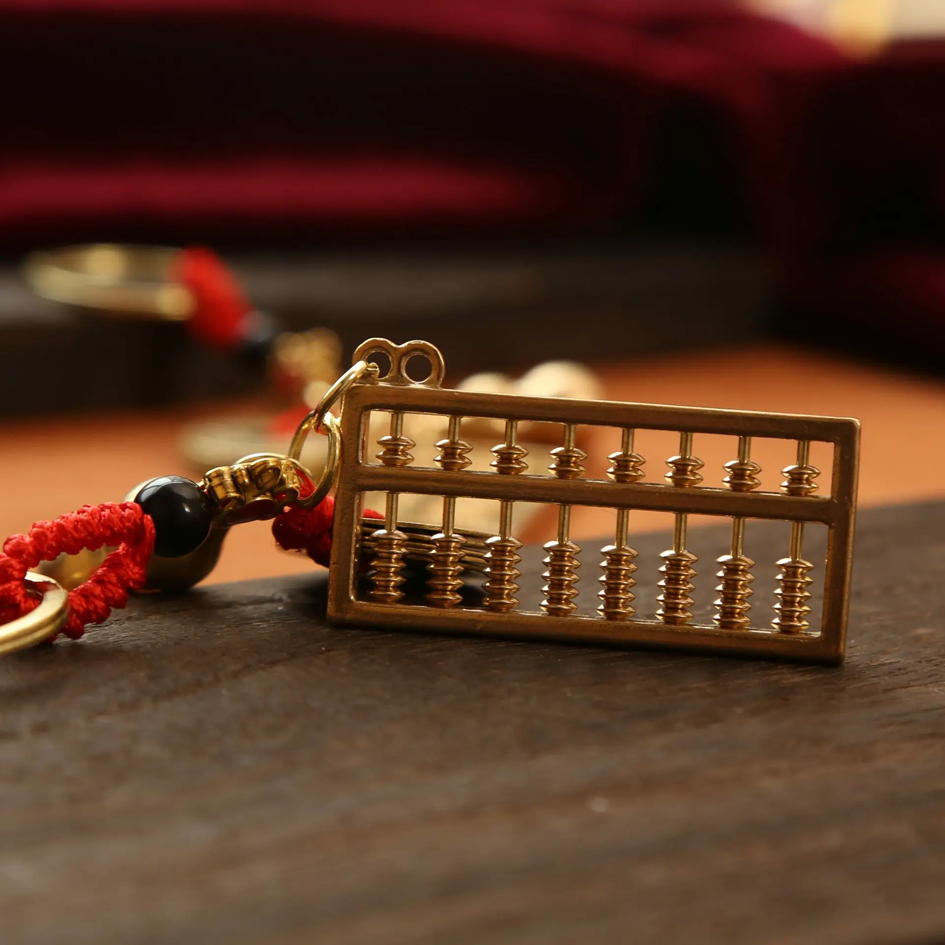 New brass mobile abacus gourd red rope five emperors cinnabar pendant for men and women car key bag pendant