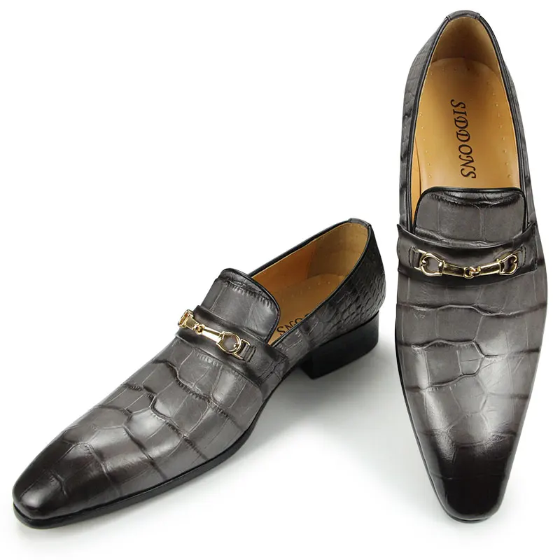 Men Luxury Loafers New Business Dress Shoes Wedding Banquet Suit Top Layer Cowhide Leather Pointed Toe Office Man Shoe Leather