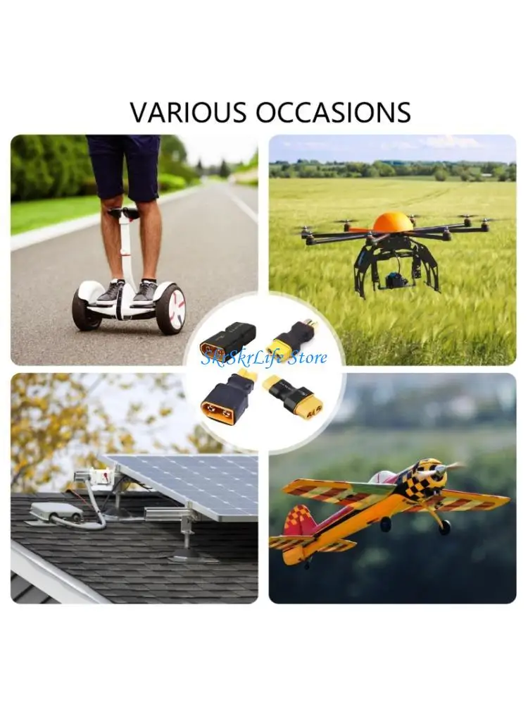 E65E XT60 Male To T Female Adapter For Drones Models Secure Connection Rubber Metal