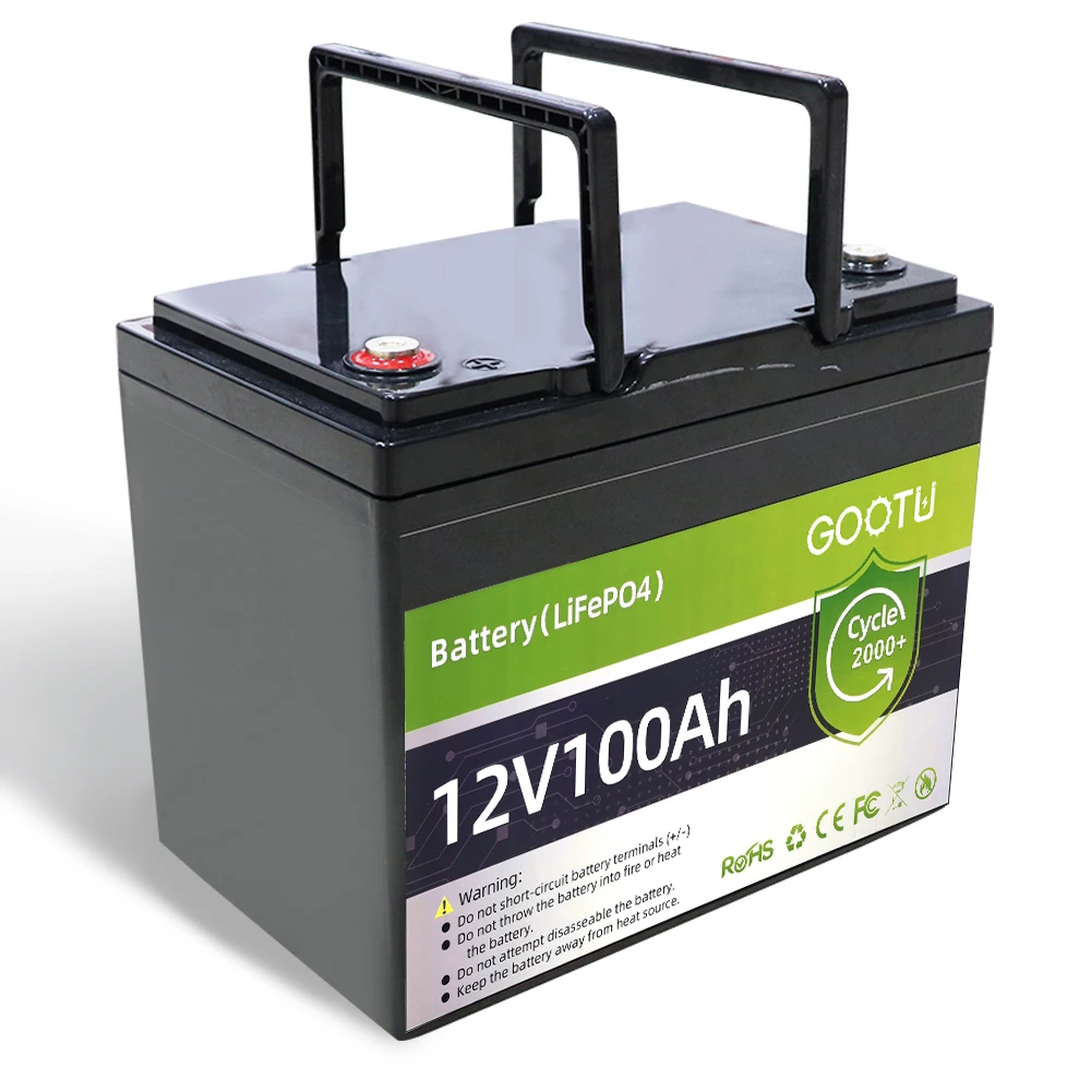 GOOTU 12V 100Ah Lithium Ion Phosphate Batteries Deep Cycle Grade A Battery Cells 12.8V Energy Storage LiFePO4 Battery Pack