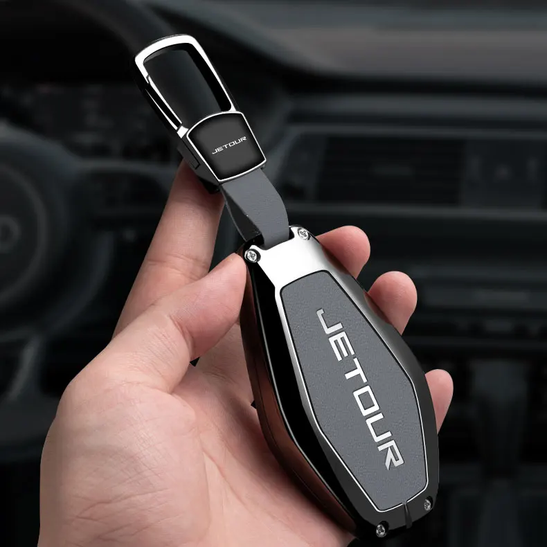 Leder-Autoschlüsselhülle für Chery JETOUR X90 X70 X95 Plus X70m X70plus Auto Smart Remote Schlüsselanhänger Schutzhülle Metall – Detail 13