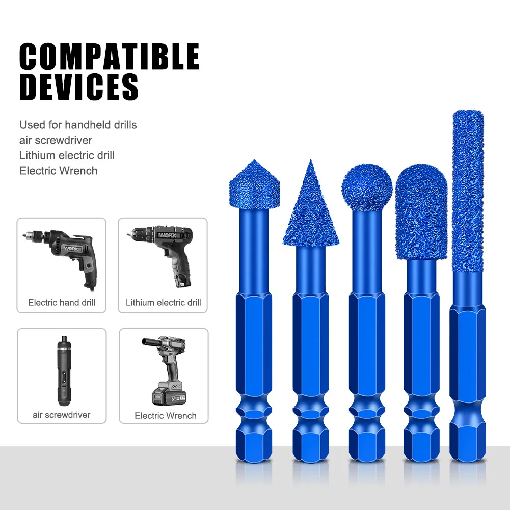 1PC Hexagonal Shank Grinding Head Marble Tile and Stone Grinding Head New Type of Brazing Drilling and Grinding Head Drill Bit