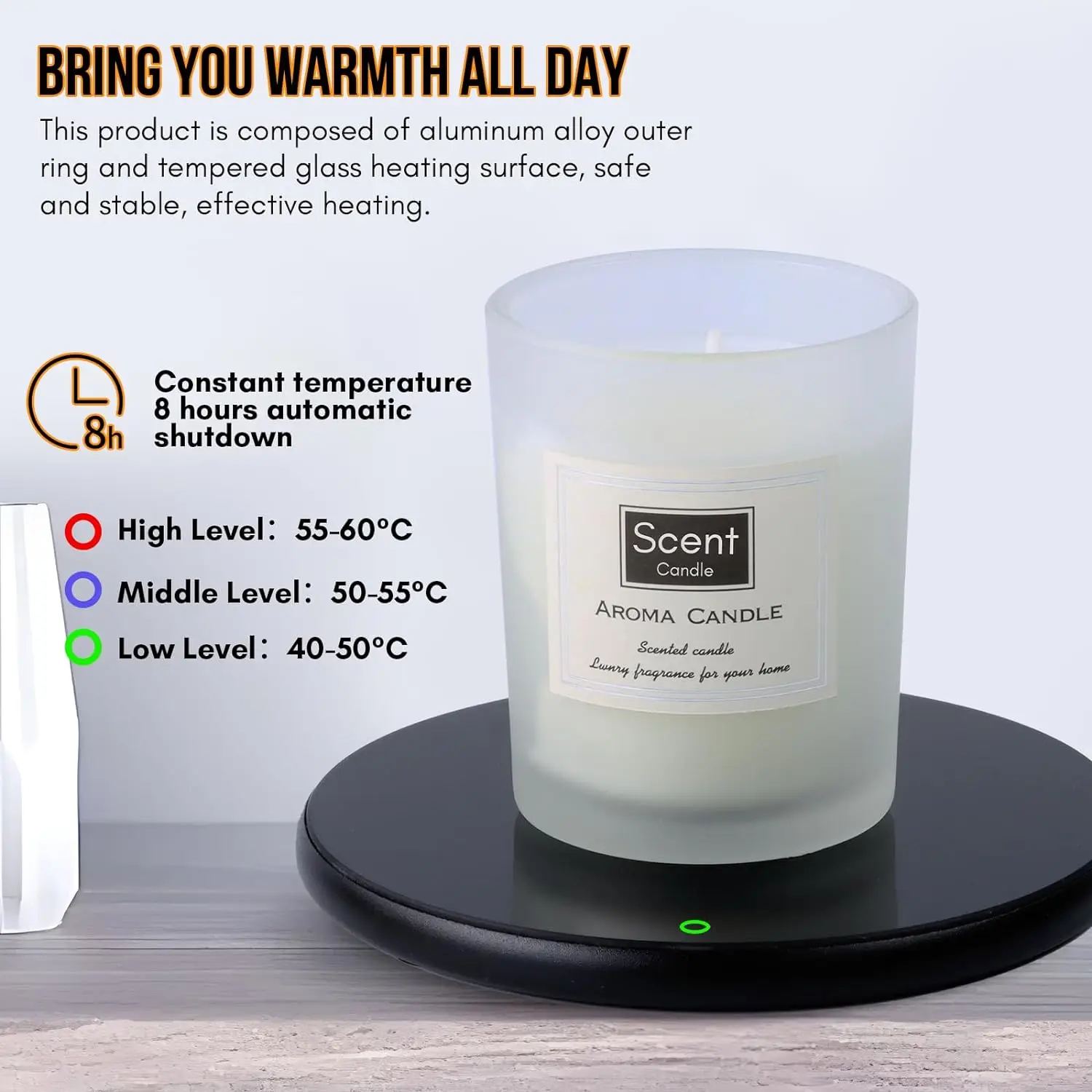 مدفئ كوب تسخين سريع USB ، طبق مج قهوة ، مدفئ شموع للمكتب ، إيقاف تلقائي 8 ساعات ، مقاوم للماء