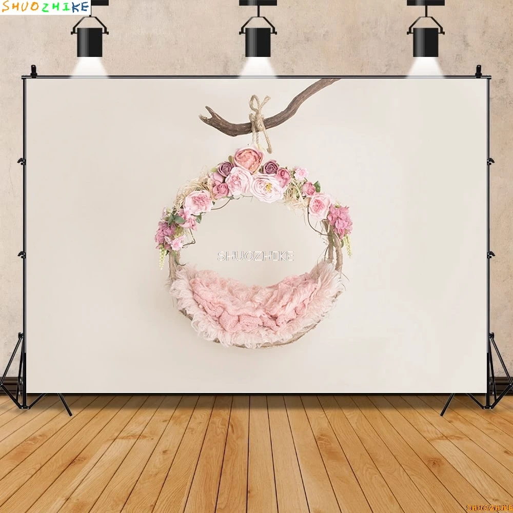 SHUOZHIKE حديثي الولادة صورة التصوير خلفية الزهور سوينغ عيد ميلاد الفن خلفية الطفل معرض الصور الدعائم BG-01