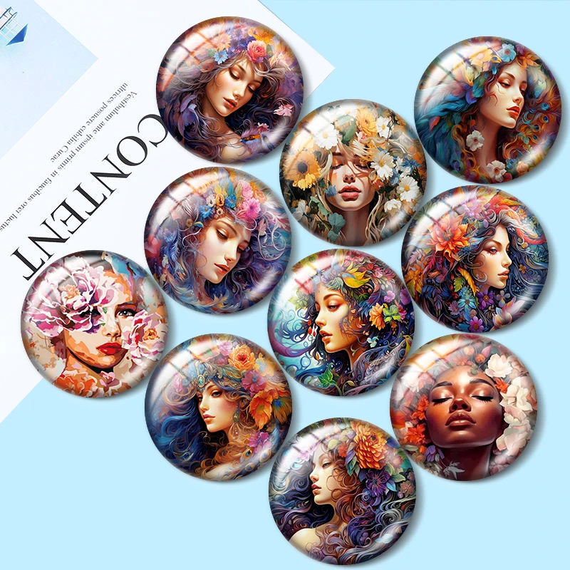 

Flower Fairy Girl 12/18/20/25mm glass cabochon bracelet pendant rings for jewelry demo earrings back Making findings