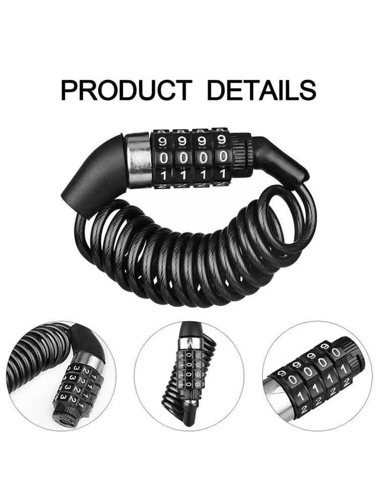 AliExpress 4 Digit Password Bicycle Lock Bike Mini Lock Wire Mountain Bike Frame Durable Steel Wire Cable