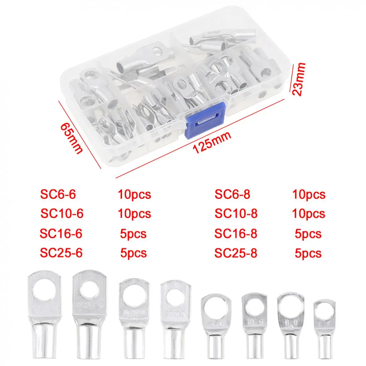 60ชิ้น/ล็อตทองแดง Bolt Hole Cable Lugs ทองแดงจมูกลวดตัวเชื่อมต่อ Crimped บัดกรีเทอร์มินัลชุดสำหรับ Crimped/บัดกรี