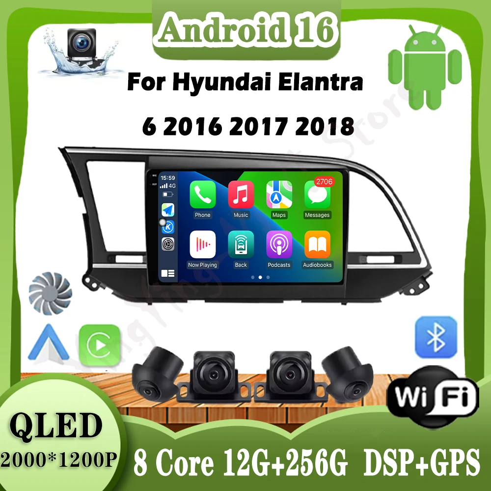 

Car Radio Multimedia Player For Hyundai Elantra 6 2016 2017 2018 GPS Navigation Carplay Auto DSP Stereo 9 inch Touch Screen