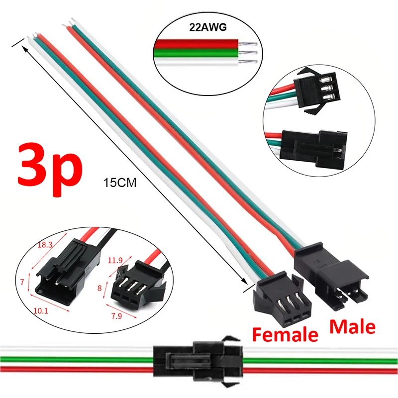 2p/3p/4p/5p/6p Led JST Connector SM Male/female Wire Connector Led Strip Plug For RGB RGBW LED Light Lamp Driver