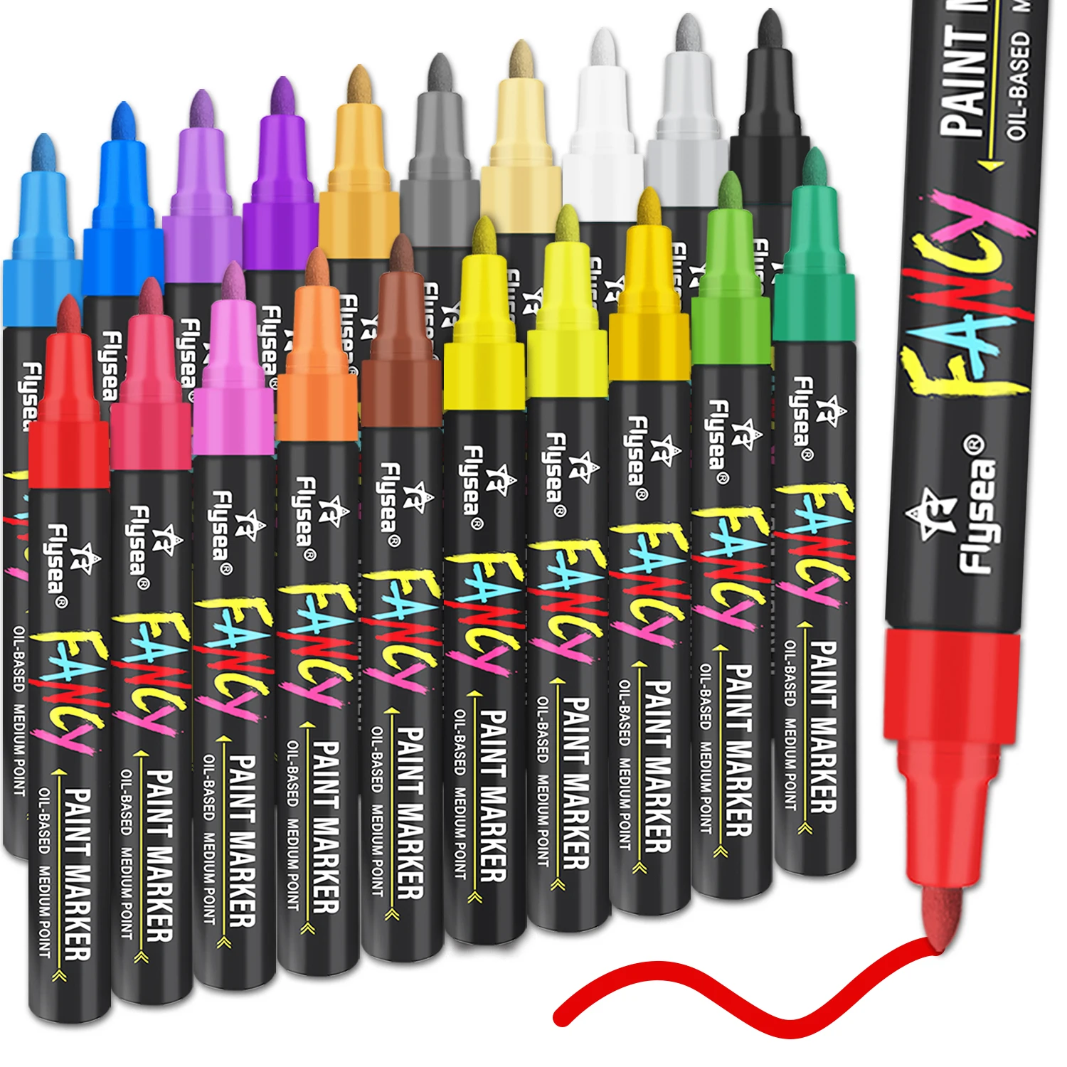 20 Colors Paint Pens Oil-Based Paint Marker Set, Never Fade Quick Dry, Works on Rocks Painting, Wood,  Canvas, Glass, Mugs