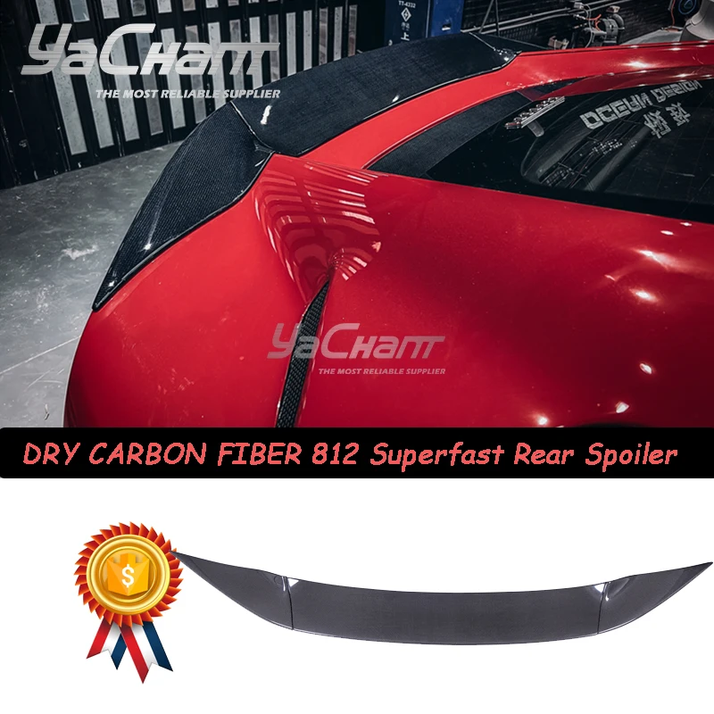 

Car DCF Dry Carbon Fiber MSY Softkit Style Rear Spoiler Wing Fit For 2017-2020 Ferrari 812 Superfast Plain Carbon Weave