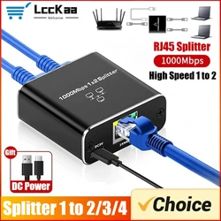 Conmutador Gigabit Ethernet, divisor Rj45, adaptador de extensión LAN Gigabit, conector de red de 1000Mbps, 1to2 para PC, portátil, TV Box, enrutador