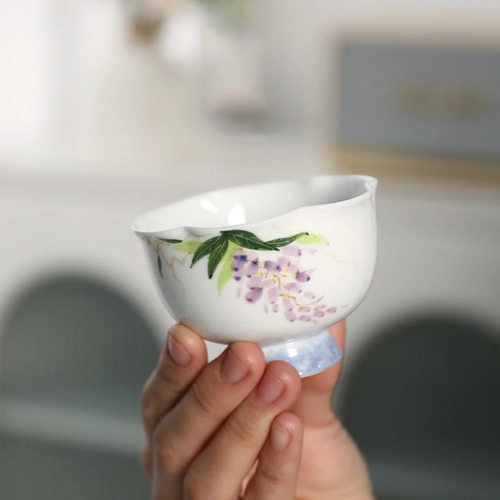 

Chinese Style New Ceramic Wisteria Flower Shaped Cup Women's Tea Cup Design Household Tea Cup