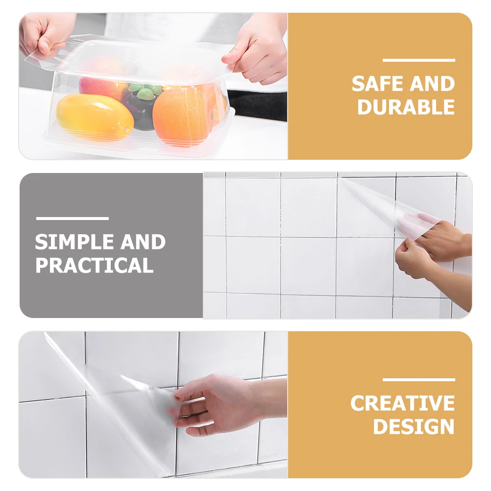 

1 Roll Waterproof Oil-Proof Wallpaper Household Kitchen Wall Protector Clear Replaceable Backsplash Protector Easy Cut Clean