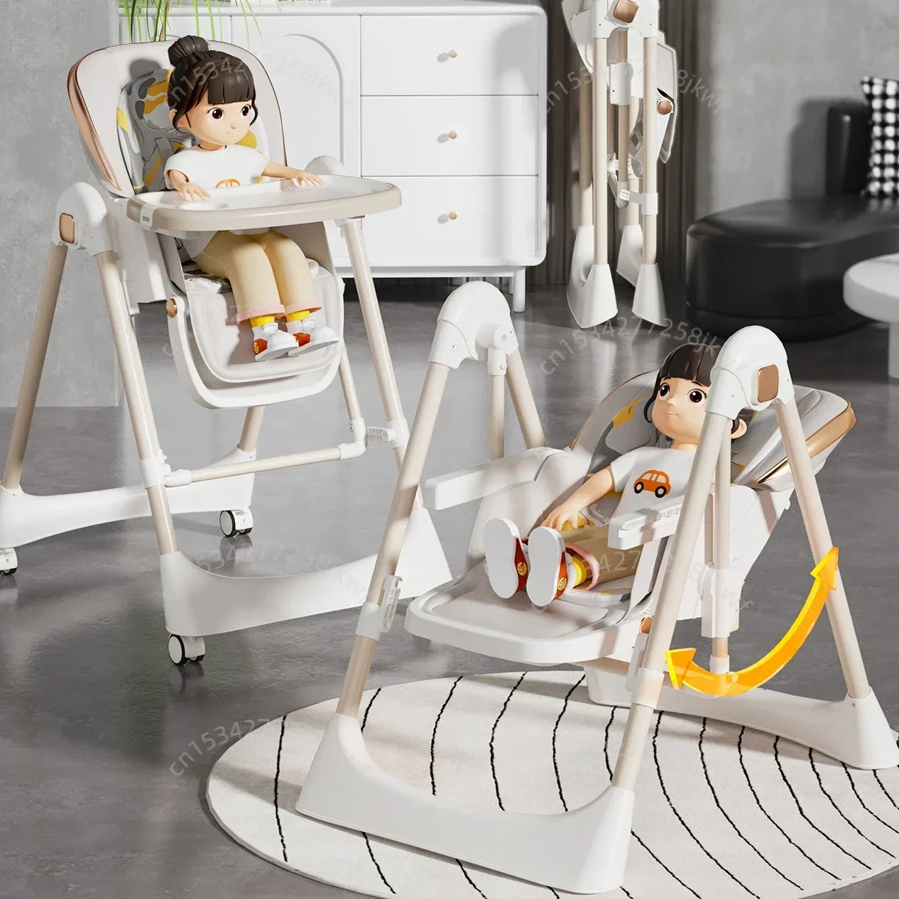 2 in 1 Baby Dining Chair Multifunctional Baby Rocking Chair Adjustable Seat Height and Backrest Angle Baby Dining Chair