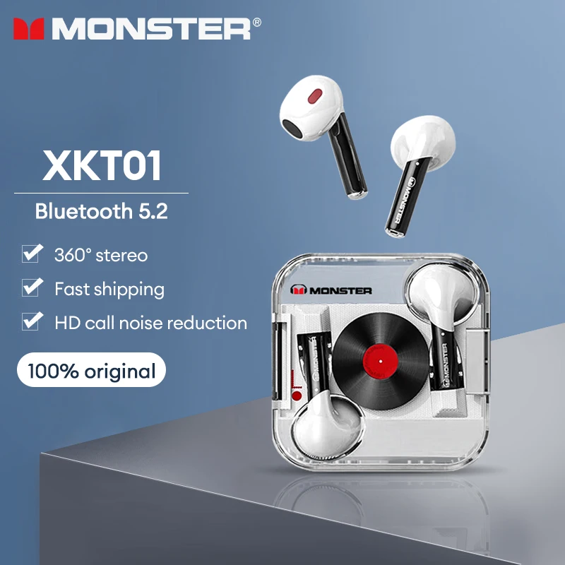 Choice Monster XKT01 TWS Wireless Bluetooth V5.2 Earphone Music Gaming Dual Mode Headphones HD Call with Mic Stereo Headset New