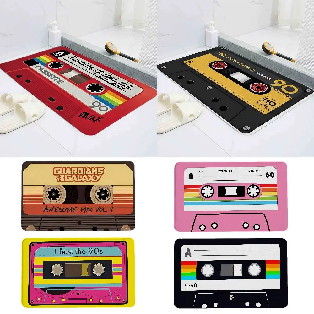 

Retro Cassette Tape Design Floor Bathroom Absorbent Simple Door Dirt-resistant Home Kitchen Foot Entry