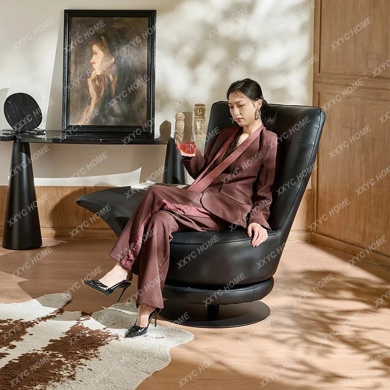 Y Single Rotating Sofa Chair Living Room Leisure Genuine Leather Villa Single Chair
