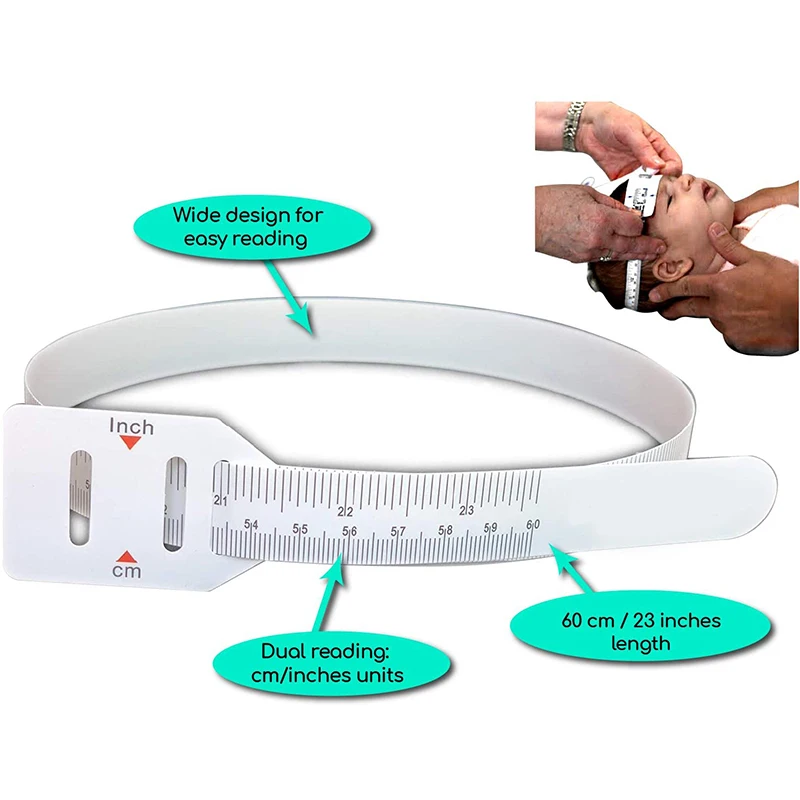 3pcs Head Circumference Tape Measure for Pediatrics, Baby, Babies - Plastic, Reusable, Non-Stretchable with End Insert