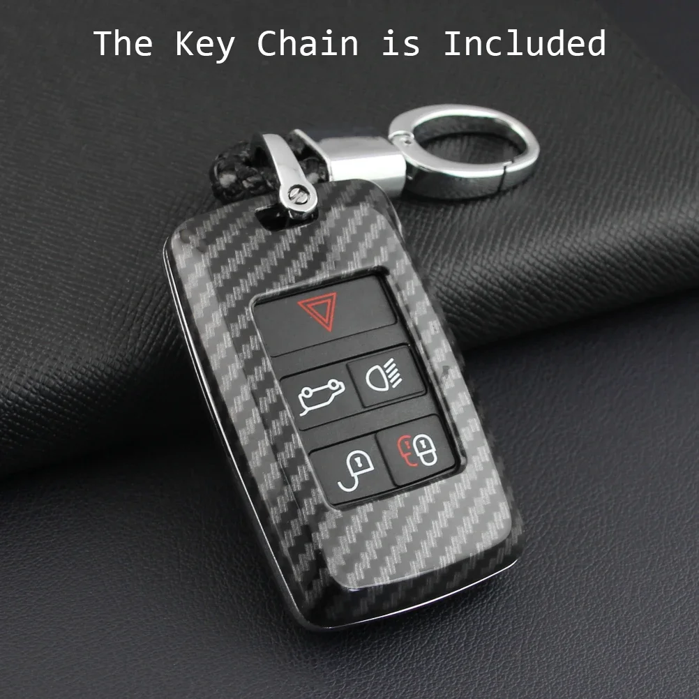 Carbon Fiber Car Key Fob Cover Chain Case For Land Range Rover Sport Evoque Velar Discovery Defender 90 110 130 Jaguar XE XF