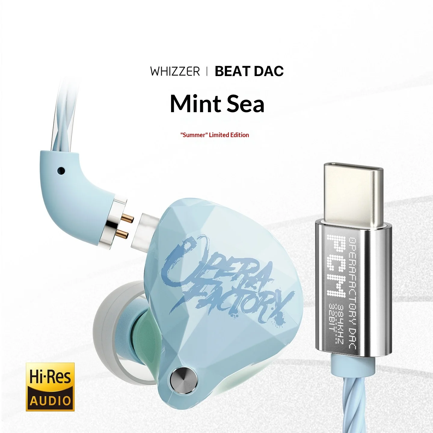 OS1BEAT DAC Mint Sea Summer Limited Type-C Wired In-ear Earphone Built-in AD1001 DAC With Mic HiFi Gaming Earphones For Phone PC