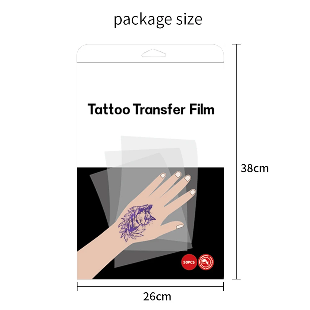 50 Uds. Papel de película de transferencia de tatuaje transparente tamaño A4 plantilla impresora papel fotocopiadora de dibujo papeles de carbono para máquina de transferencia