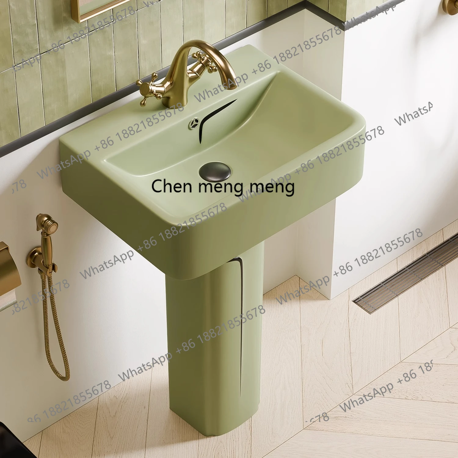

Ceramic, retro green small apartment basin, bathroom, balcony split column, washbasin, washbasin