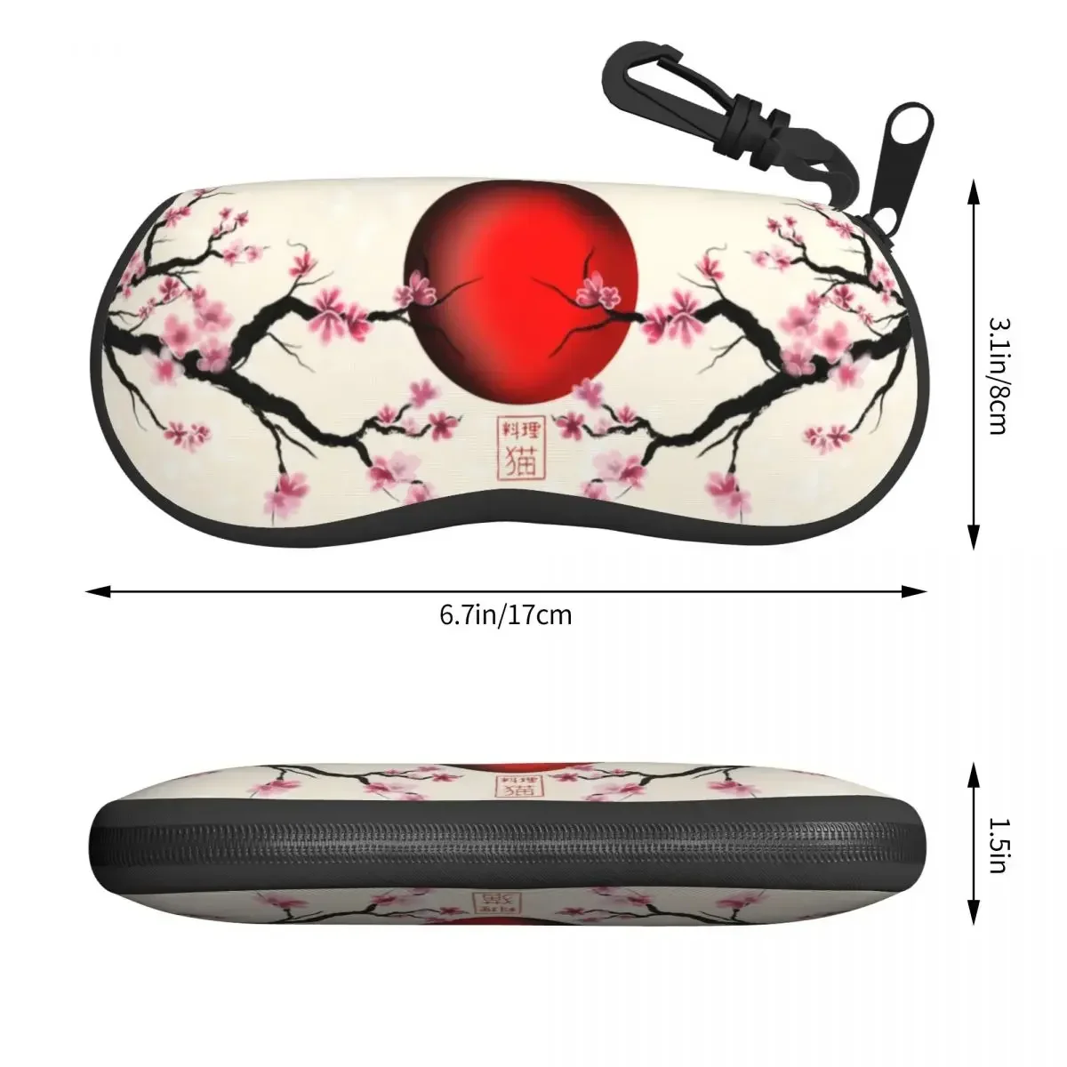 Custom Japan Sakura Cherry Blossoms With A Red Rising Sun Glasses Case Portable Flower Shell Eyeglasses Case Sunglasses Box