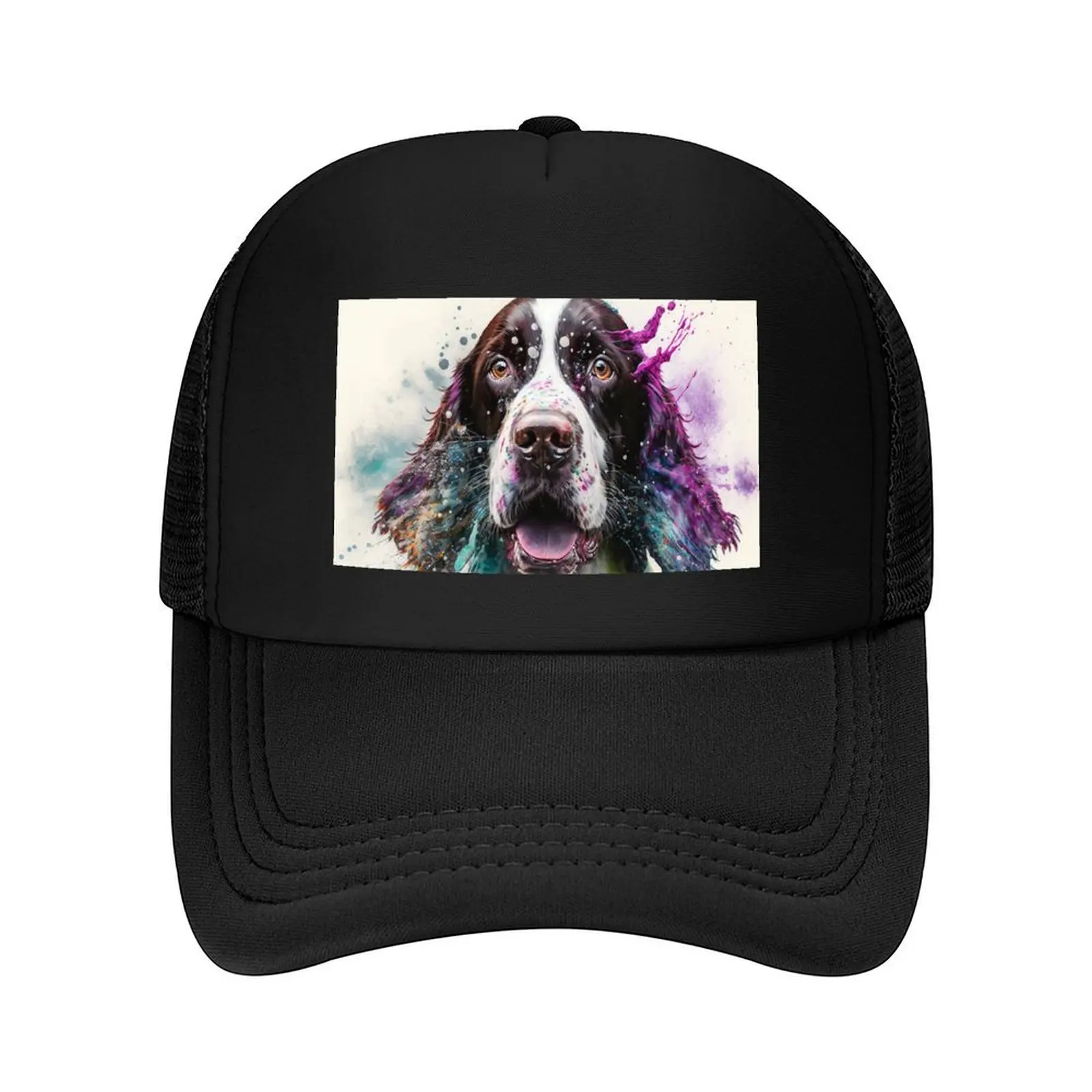 

English Springer Spaniel Dog Synesthetic Splash Painting Artwork Baseball Cap Hat Beach dad hat hard hat Cosplay For Women Men's